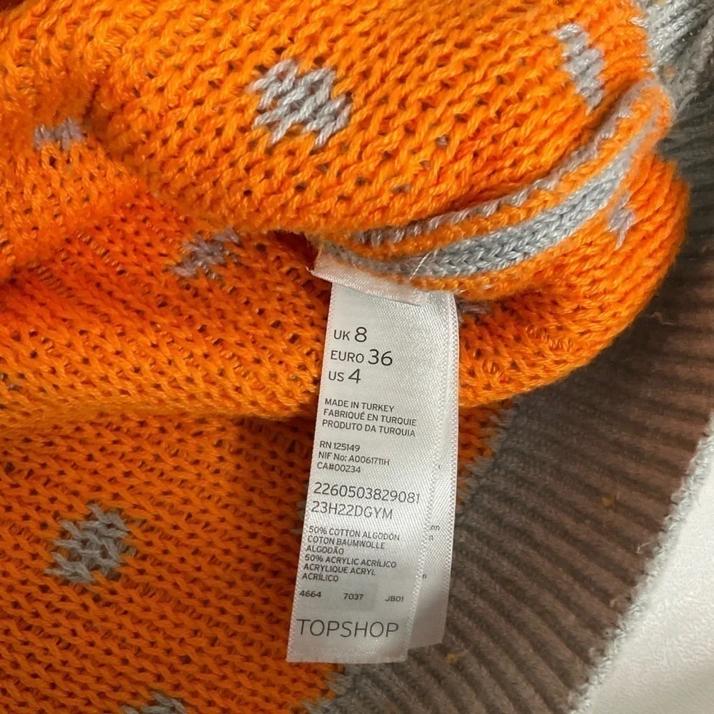 TopShop Jaquard Polka Dot Knit Sweater  Round Neck Size 4